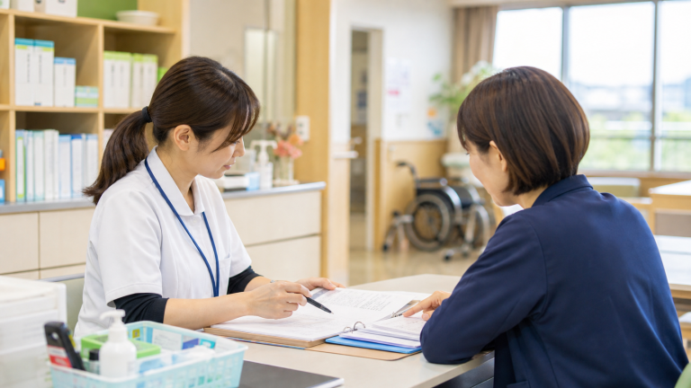 障害者支援施設看護師求人の職場体制を確認する看護師