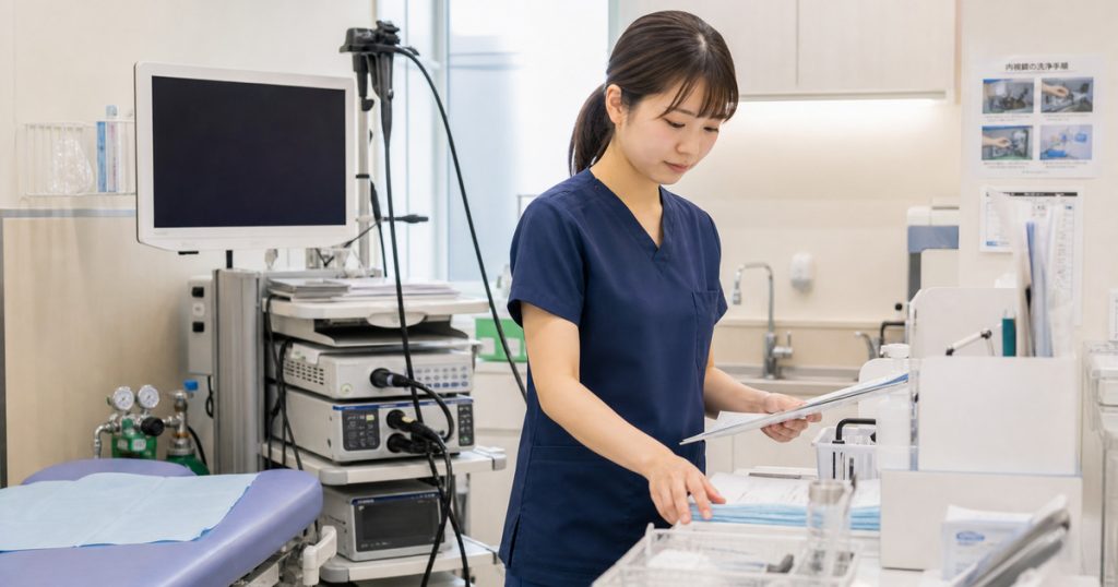 内視鏡クリニックで検査準備をする看護師のイメージ
