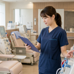 透析クリニック看護師求人で機械操作を確認する看護師
