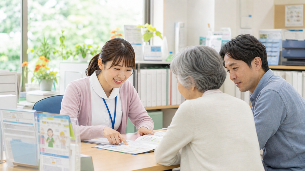 地域包括支援センターで高齢者と家族に相談対応する看護師