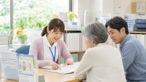 地域包括支援センターで高齢者と家族に相談対応する看護師