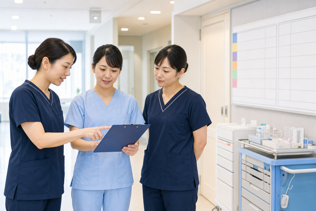 混合病棟看護師求人の役割分担を病棟で確認する看護師