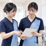 PNS導入病棟でペア業務を確認する看護師